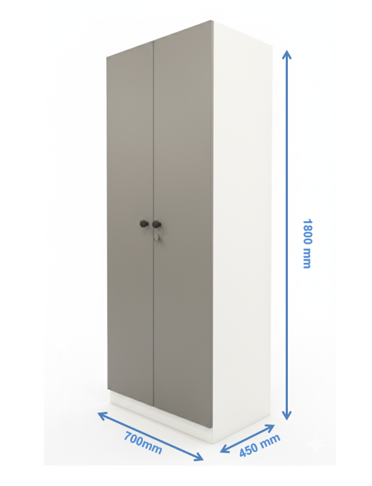 Dust & Wool White Finish Wardrobe – Sleek Two Door Storage with Hanging Space