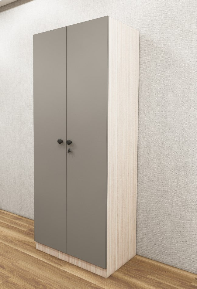 Dust & Modern Oak Finish Wardrobe – Sleek Two Door Storage with Hanging Space