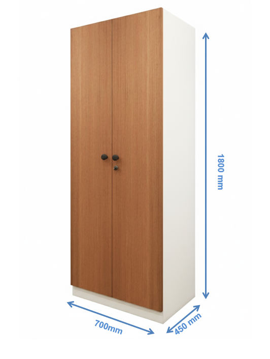 Burma Teak & Wool White Finish Wardrobe – Sleek Two Door Storage with Hanging Space