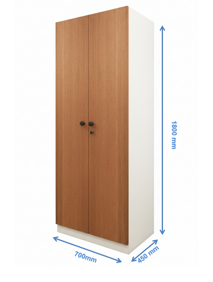 Burma Teak & Wool White Finish Wardrobe – Sleek Two Door Storage with Hanging Space
