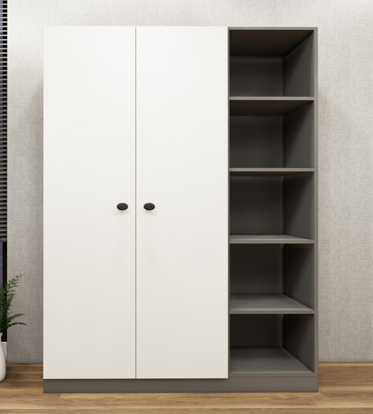 Dust & Wool White Finish – Stylish 3 Door Unit with Side Open Shelves