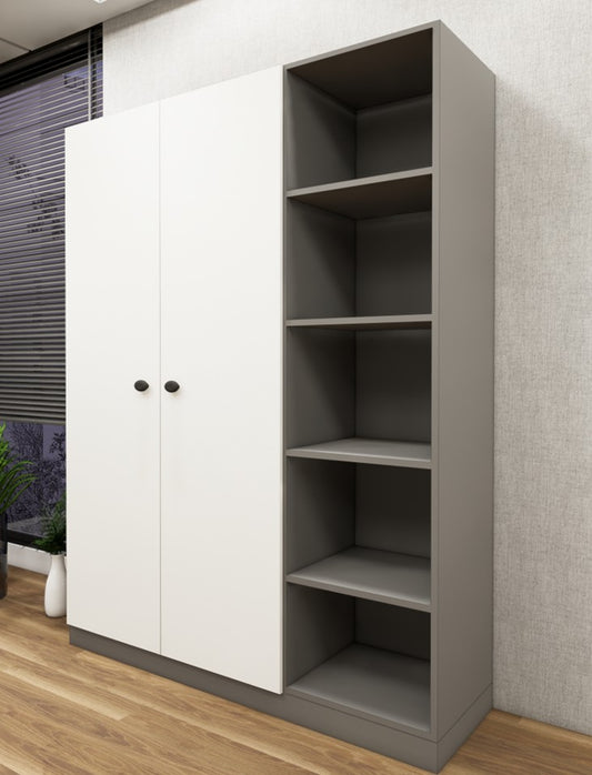 Dust & Wool White Finish – Stylish 3 Door Unit with Side Open Shelves