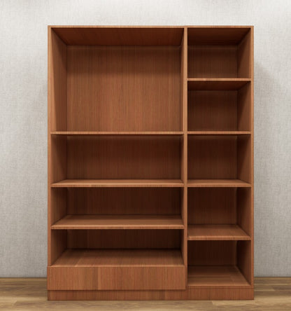 Burma Teak Finish Wardrobe - Stylish 3 Door Design with Bottom Shelf