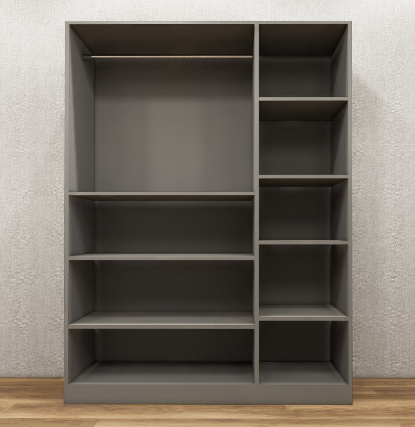 Dust & Wool White Finish 3 Door Wardrobe – Elegant Storage with Open Shelves