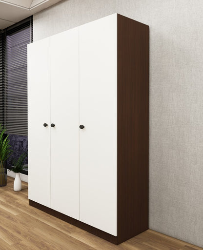 Rich Walnut & Wool White Finish – Elegant Three Door Vertical Organizer