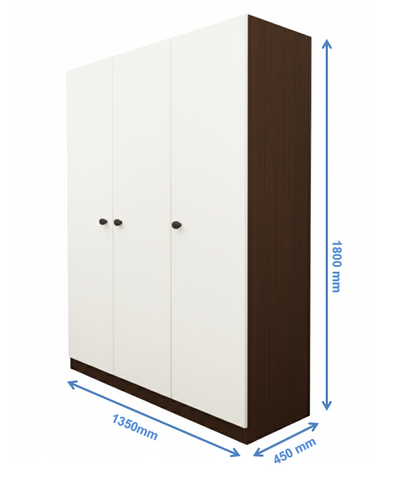 Rich Walnut & Wool White Finish – Elegant Three Door Vertical Organizer
