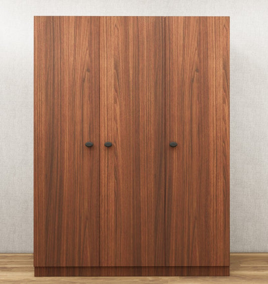 American Walnut Finish Wardrobe – Elegant Three Door Vertical Organizer