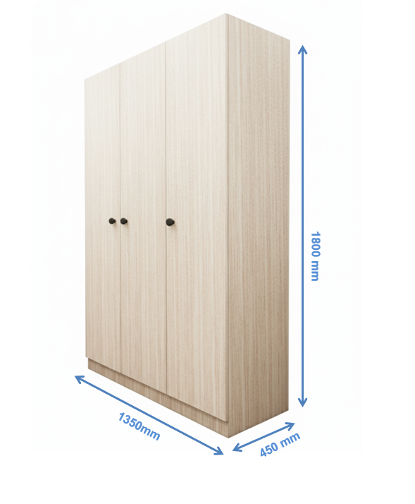 Modern Oak Finish – Elegant Three Door Vertical Organizer