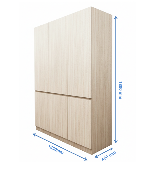 Modern Oak Finish – Minimalist Three Door Storage Solution