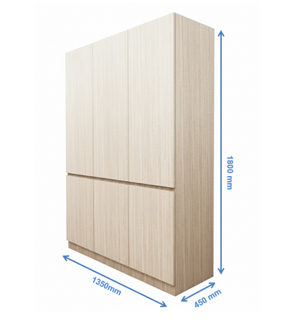 Modern Oak Finish – Minimalist Three Door Storage Solution