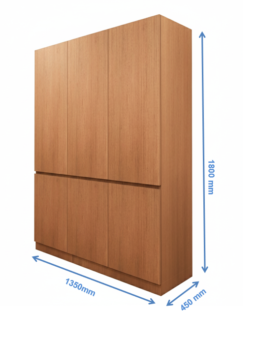 Burma Teak Finish – Minimalist Three Door Storage Solution