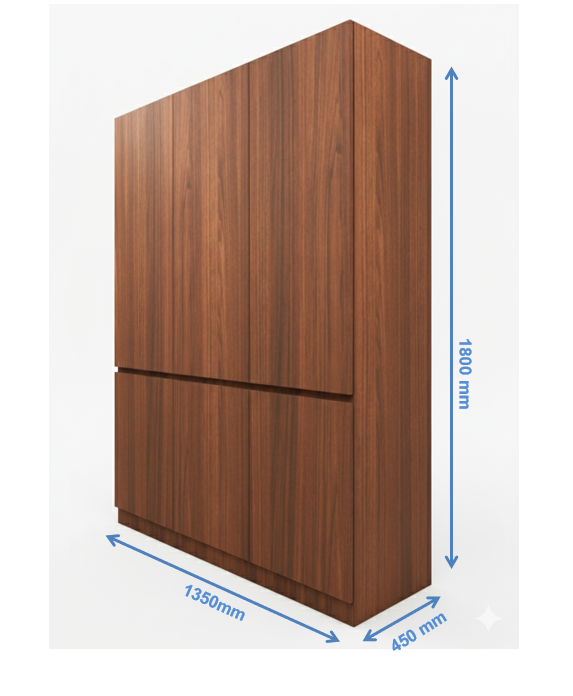 American Walnut Finish – Minimalist Three Door Storage Solution