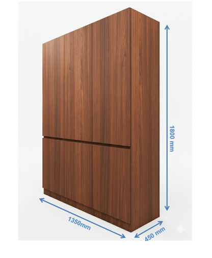 American Walnut Finish – Minimalist Three Door Storage Solution