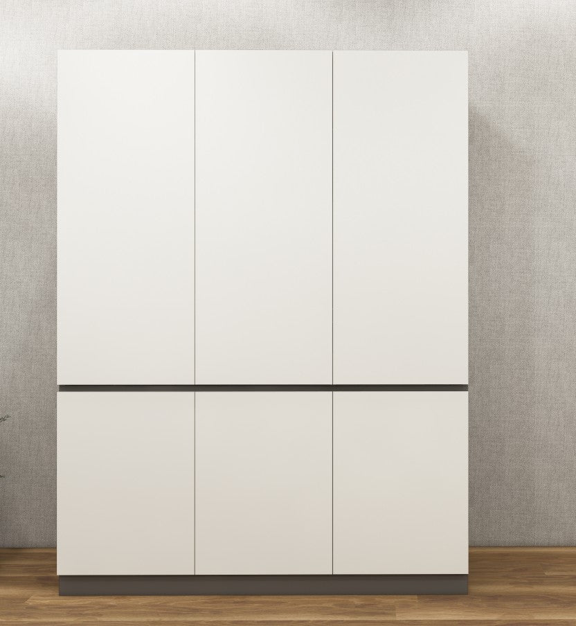 Wool White & Dust Finish – Minimalist Three Door Storage Solution