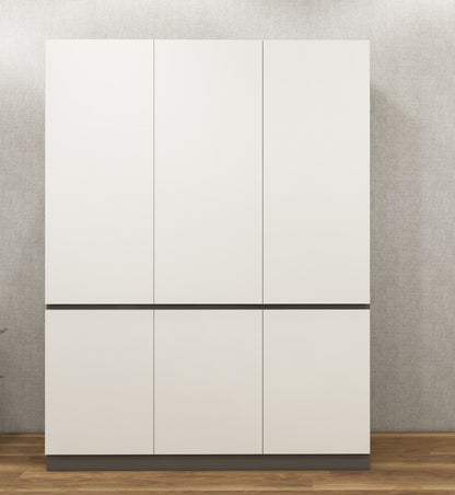 Wool White & Dust Finish – Minimalist Three Door Storage Solution