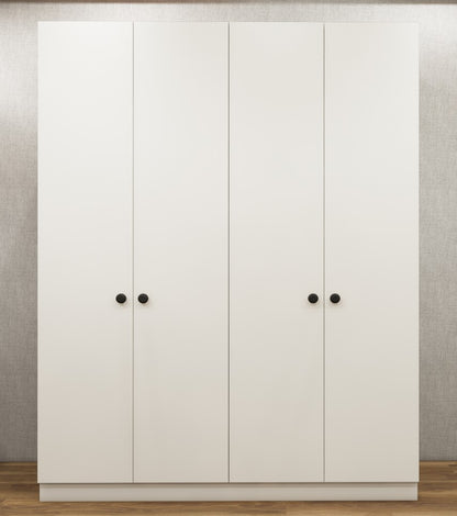 Wool White Finish – 4 Door Wardrobe Spacious Organizer Design