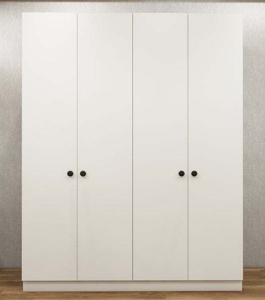 Wool White Finish – 4 Door Wardrobe Spacious Organizer Design