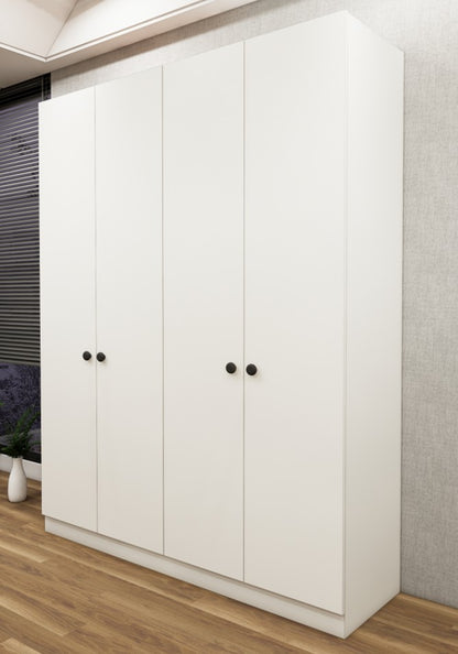 Wool White Finish – 4 Door Wardrobe Spacious Organizer Design