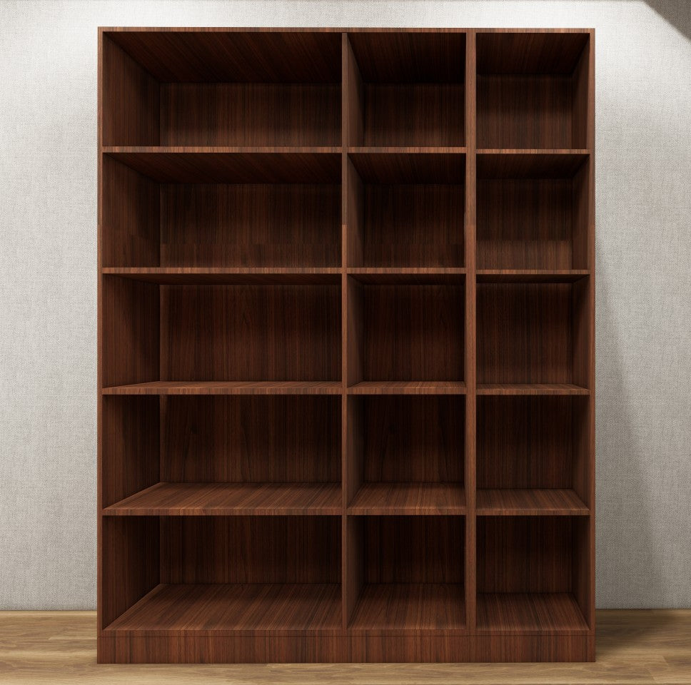 American Walnut & Wool White Finish - Stylish 4 Door Unit with Side Open Shelves