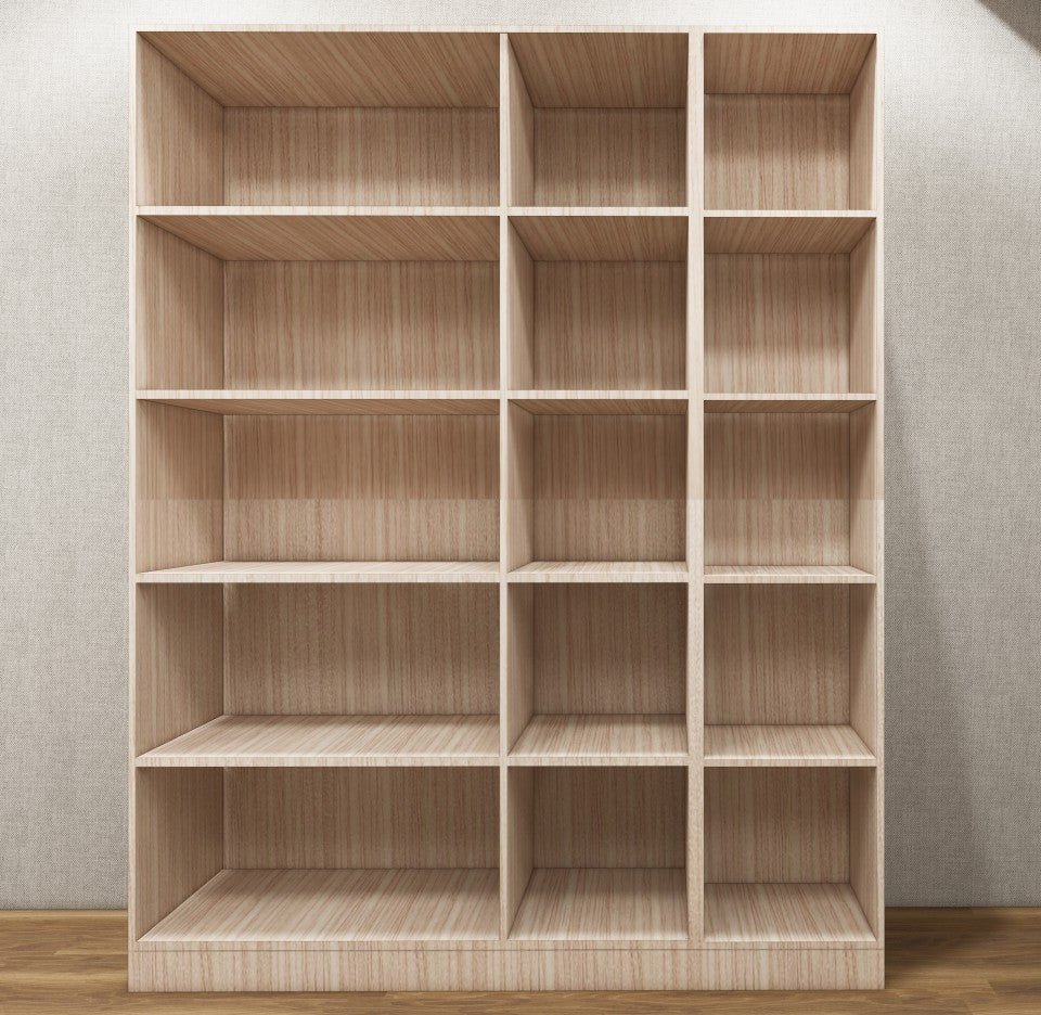 Modern Oak & Wool White Finish - Stylish 4 Door Unit with Side Open Shelves