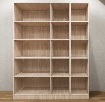 Modern Oak & Wool White Finish - Stylish 4 Door Unit with Side Open Shelves