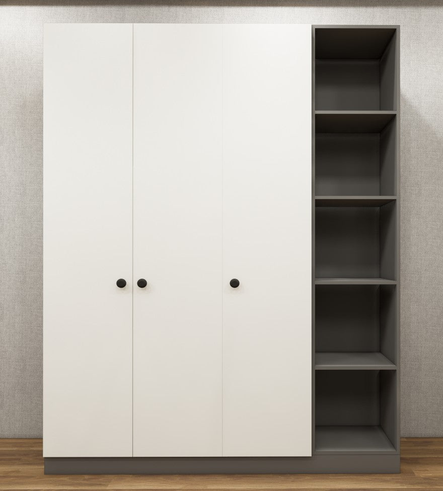 Dust & Wool White Finish - Stylish 4 Door Unit with Side Open Shelves