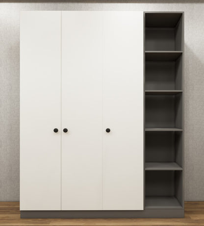 Dust & Wool White Finish - Stylish 4 Door Unit with Side Open Shelves