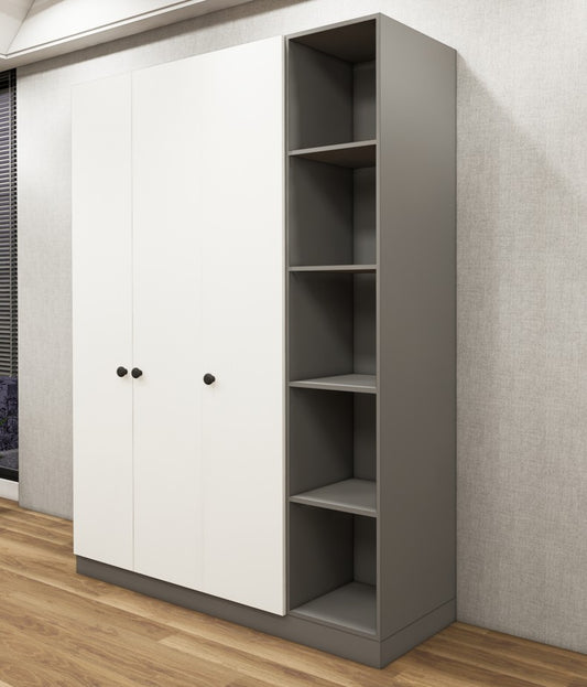 Dust & Wool White Finish - Stylish 4 Door Unit with Side Open Shelves