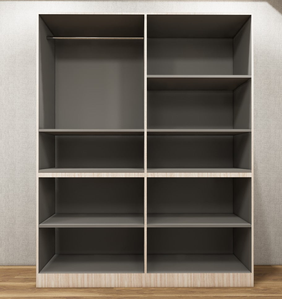 Modern Oak & Dust Finish Four Door Wardrobe – Ample Shelving & Hanging Space