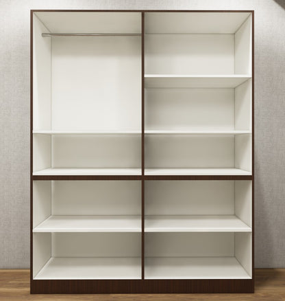 Modern Rich Walnut & Wool White Finish Four Door Wardrobe – Ample Shelving & Hanging Space
