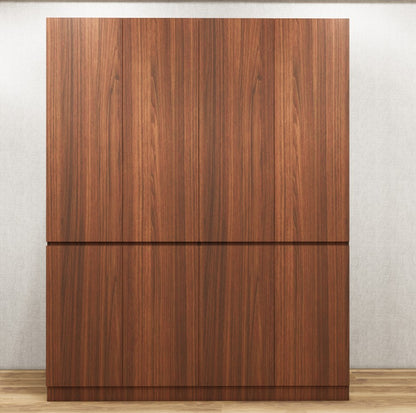 Modern American Walnut & Wool White Finish Four Door Wardrobe – Ample Shelving & Hanging Space
