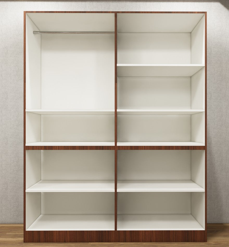 Modern American Walnut & Wool White Finish Four Door Wardrobe – Ample Shelving & Hanging Space