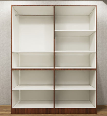 Modern American Walnut & Wool White Finish Four Door Wardrobe – Ample Shelving & Hanging Space