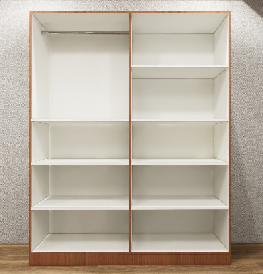 Burma Teak & Wool White Finish – 4 Door Wardrobe Spacious Organizer Design