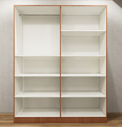 Burma Teak & Wool White Finish – 4 Door Wardrobe Spacious Organizer Design