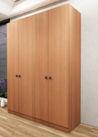 Burma Teak & Wool White Finish – 4 Door Wardrobe Spacious Organizer Design