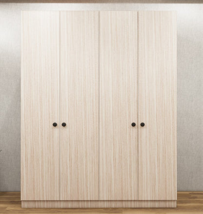 Modern Oak & Wool White Finish – 4 Door Wardrobe Spacious Organizer Design