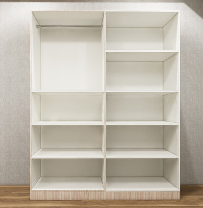 Modern Oak & Wool White Finish – 4 Door Wardrobe Spacious Organizer Design