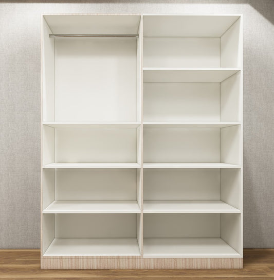 Modern Oak & Wool White Finish – 4 Door Wardrobe Spacious Organizer Design