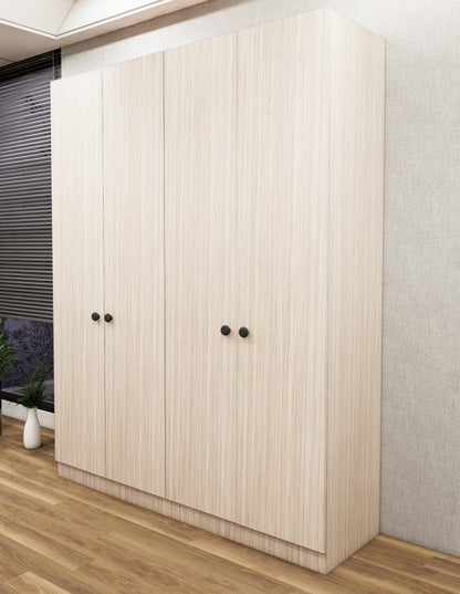 Modern Oak & Wool White Finish – 4 Door Wardrobe Spacious Organizer Design