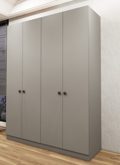 Dust & Wool White Finish – 4 Door Wardrobe Spacious Organizer Design