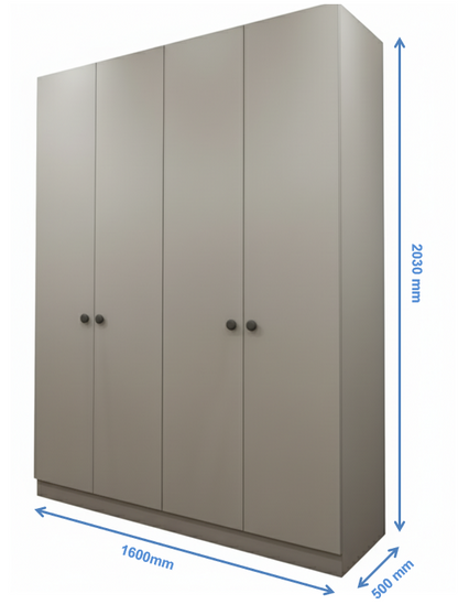 Dust & Wool White Finish – 4 Door Wardrobe Spacious Organizer Design