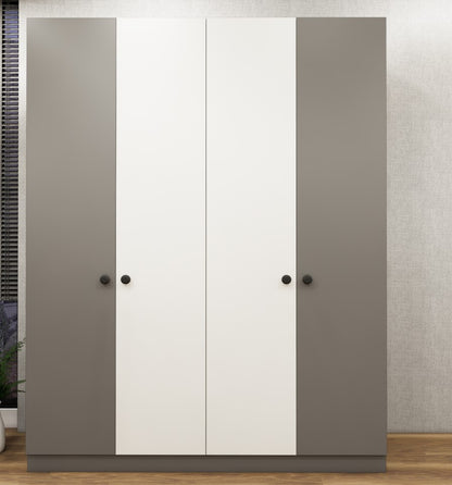 Four Door Dust & Wool White Finish Wardrobe - Elegant Dual-Tone Four Door Storage