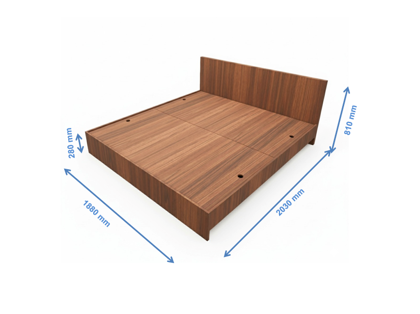 American Walnut King Size Bed with Storage – Designer Wooden Bedframe