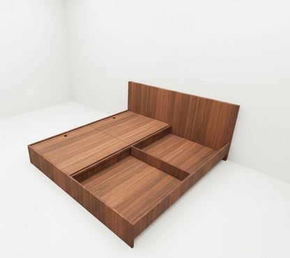 American Walnut King Size Bed with Storage – Designer Wooden Bedframe