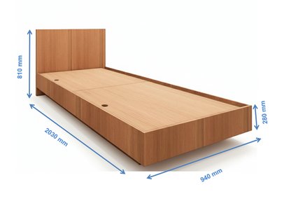 Burma Teak Single Bed with Storage – Compact Solid Wood Bed