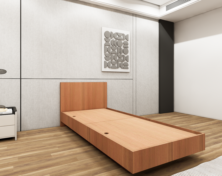 Burma Teak Single Bed with Storage – Compact Solid Wood Bed