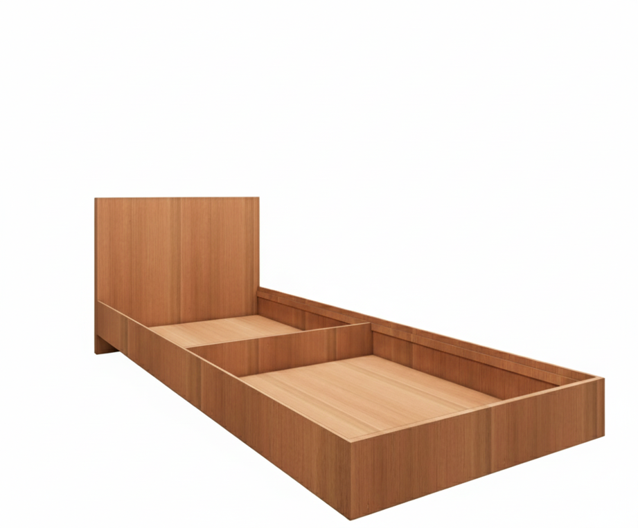 Burma Teak Single Bed with Storage – Compact Solid Wood Bed