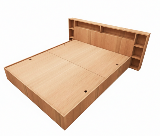 Burma Teak Queen Size Bed with Storage – Luxury Wooden Bedframe