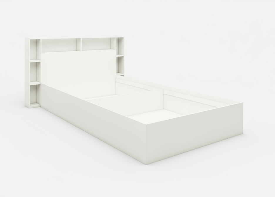 Single Bed with Storage – Minimal Space-Saving Wooden Bed